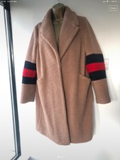 Boden Camel Coloured Arm Stripe Detail Teddy Warm Coat Sz 12 
