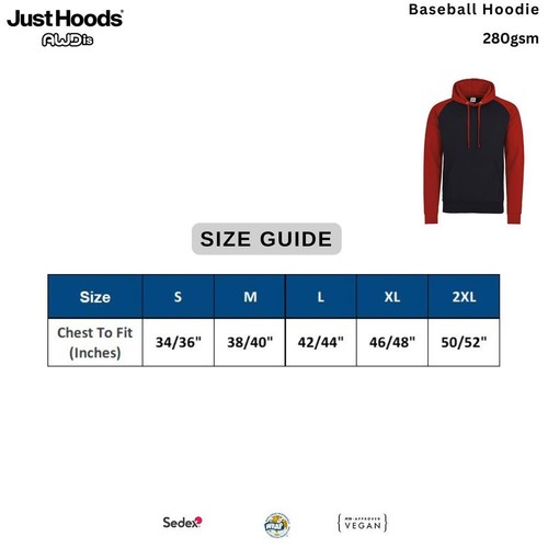 Sudadera con capucha de béisbol AWDis para hombre | Suéter con capucha con manga de contraste - Imagen 2 de 12
