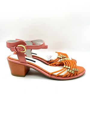Miista Darlene Pink Orange Color Block Sandals New  Size 40