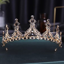 Unisex Black Gold Crown Tiara metal gift birthday diadem bridal goth king royal