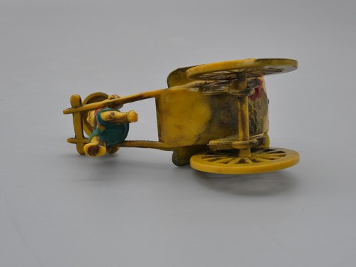 Vintage Celluloid Rickshaw Running Man Pulling Geisha Lady Moving Wheels 2.75" - Picture 10 of 11
