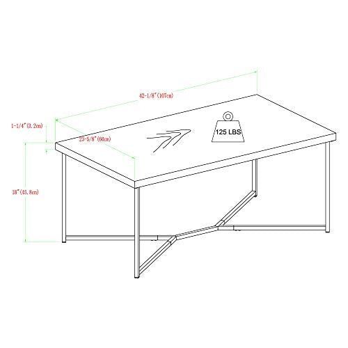Walker Edison Mid Century Modern Marble Gold Rectangle Coffee Table ...