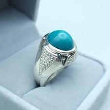 Beautiful Super Clean Dark Blue Feroza Ring Natural Nishapuri Turquoise