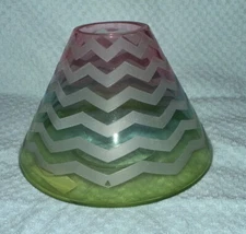 YANKEE CANDLE SHADE Easter Chevron Spring Colors Glass Very Hard To Find VHTF