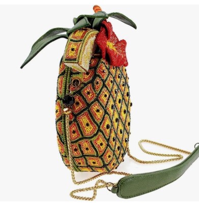 Mary Frances Fun in the Sun Beaded Pineapple Drink Novelty Handbag