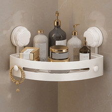 Bathroom Shower Corner Shelf Rack No Drill Suction Cup Wall Storage Organizer