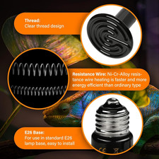 Reptile Heat Lamp 100W 2-Pack Ceramic Heat Emitter, No Light Emitting Infrare...