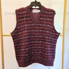 McGregor Sweater Vest Size Large Burgundy Fair Isle Wool Blend