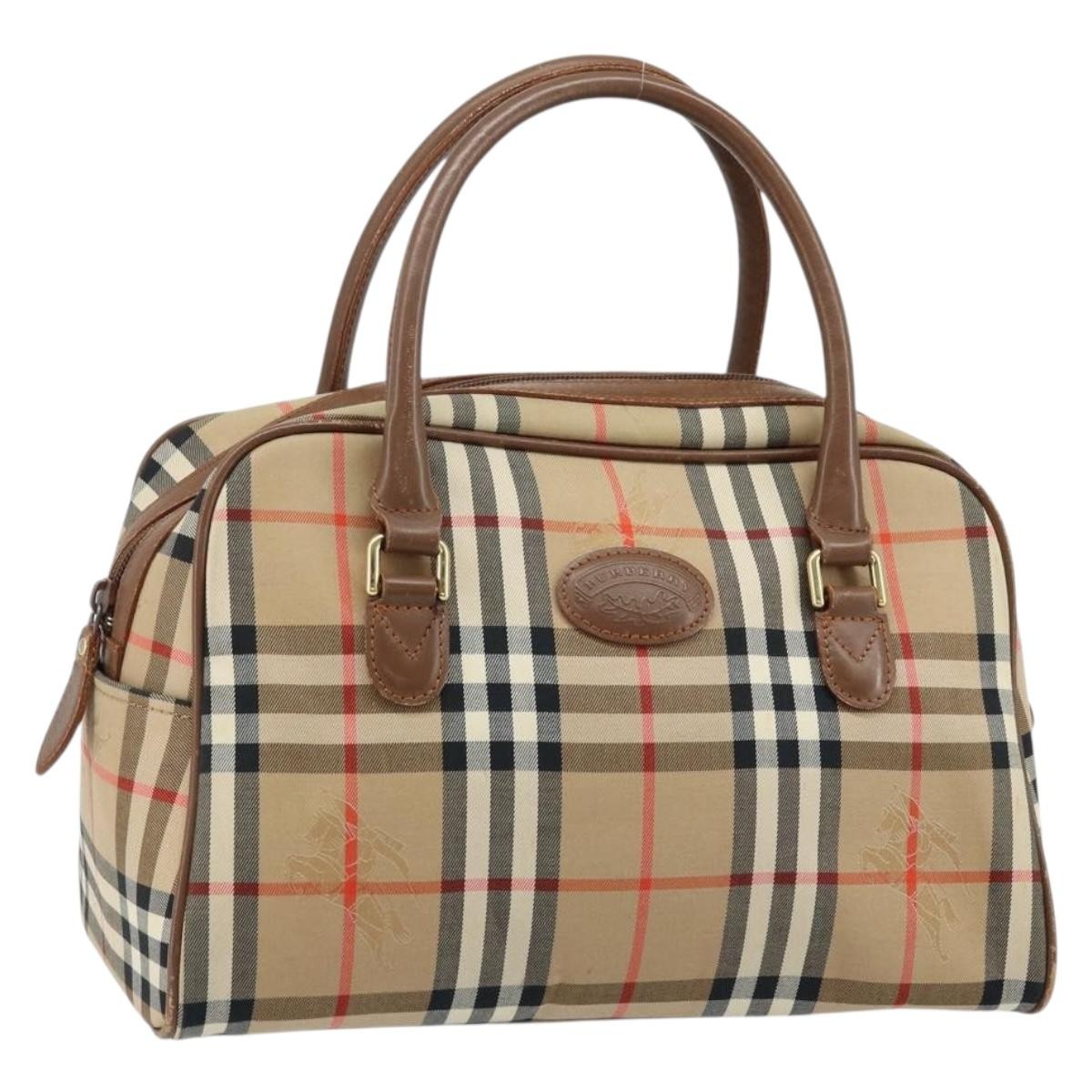 Burberry bag バーバリーバッグ BURBERRY Nova Check Boston Bag Canvas Leather Beige Gold Auth