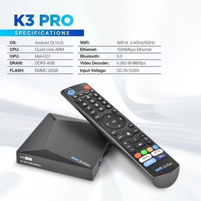 We2USat K3 PRO Android Smart TV Box 2025 Version Voice Control HDMI H.265 32GB