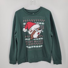 Buc-ees Christmas Sweatshirt Large Green Crewneck Holiday Pullover