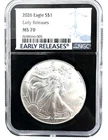 2026 1 oz Silver American Eagle $1 MS 70 Early Release Fine Silver NGC #628-4