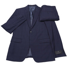 John Varvatos Wool Suit Mens Size 42R Slim Fit Navy Blue Tonal Plaid