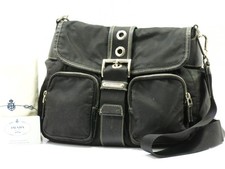 Borsa a tracolla uomo PRADA Pocono originale nylon nero e pelle Italia 18711904