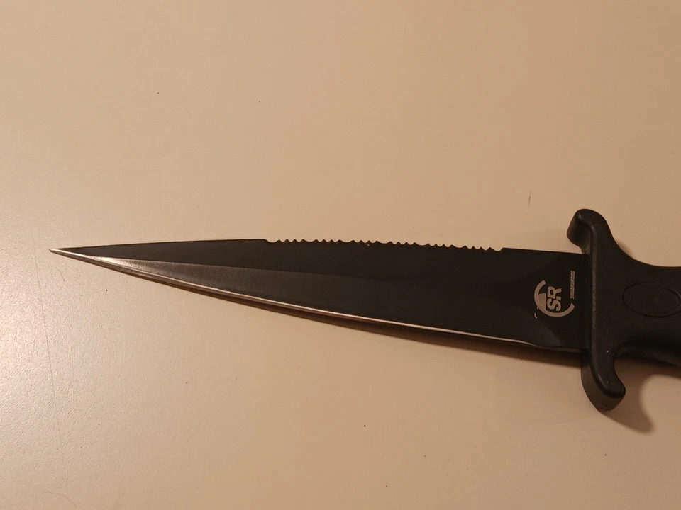 Shuangrong "SR" Black Fixed Blade Tactical Survival Dive Dagger w/ Sheath Gift - Image 4 of 4