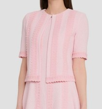 Misook Women's Pink Modern-Fit Scalloped Trim Knit Jacket Size XL