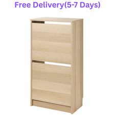 IKEA BISSA Shoe Cabinet with 2 Compartments 55x35x135 cm Space-Saving Storage