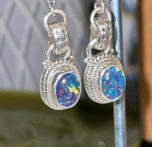 Sarda Sterling Silver & Australian Opal Triplet Earrings