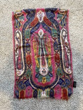 Etro Milano Wool Silk Blend Scarf Oblong Paisley Made in Italy Pink Multicolor