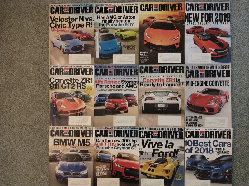 Car and Driver magazine lot of 12 Jan.-Dec. 2018