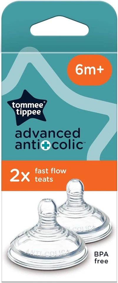 Advanced Anti-Colic Baby Bottle Teats, Fast Flow, 6+ Months, Breast-Like for a N - image 2 of 4