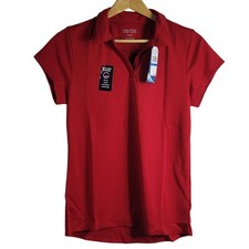 Nautica School Uniform Polo Top Red XL Plus VNeck Short Sleeve Moisture Wick NWT