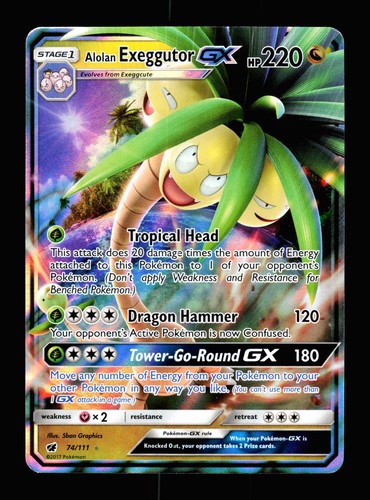 Alolan Exeggutor GX 74/111 Holo Ultra Rare Crimson Invasion Pokemon NM Graphics