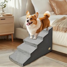 3/4/5 Steps Dog Pet Stairs Ramp Dog Steps for High Bed Sofa w/ Detachable Cover