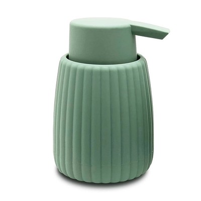 Rubberized Plastic Ribbed Soap Pump, Green