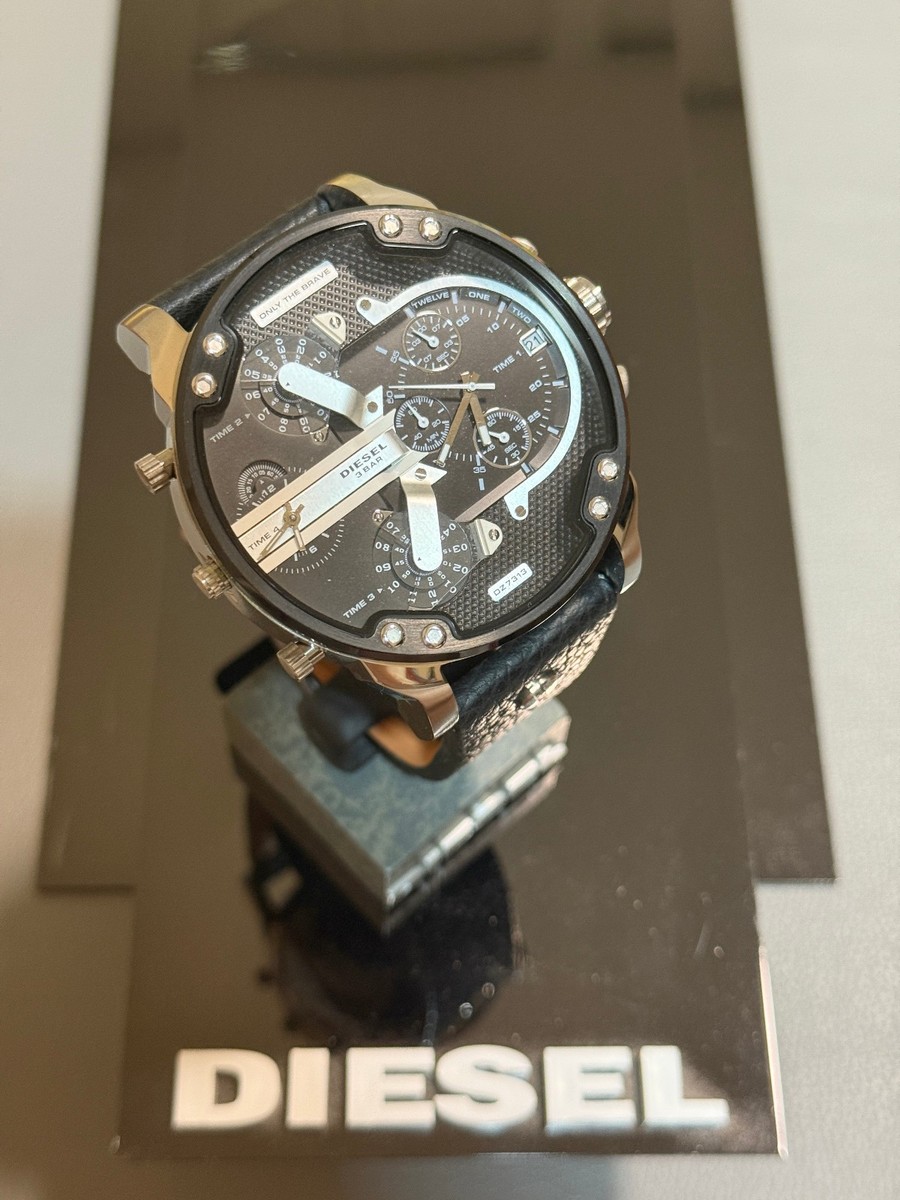 Diesel DZ7313 Black Leather Band Mr.Daddy Oversized Chronograph