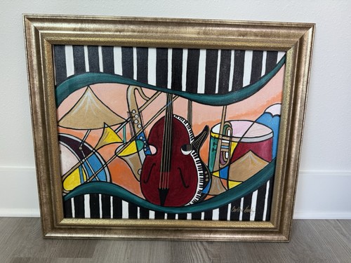 Framed art Painting-entitled "Jazz Explosion" by artist Carlton Hardy 20”H X 24”
