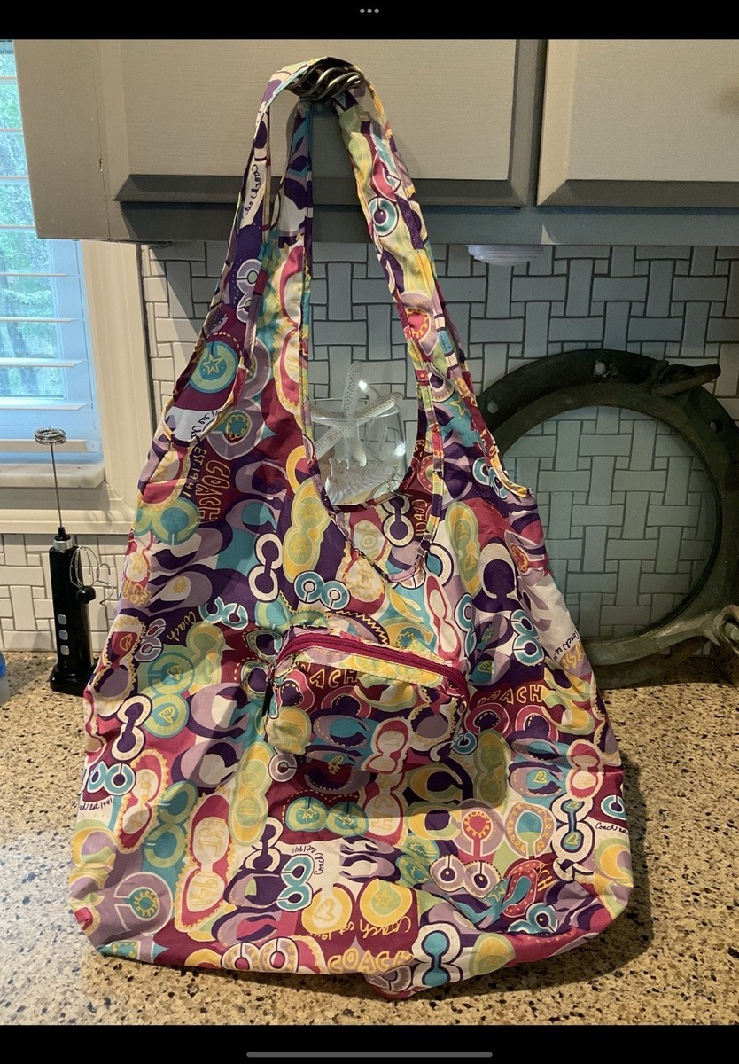 COACH POPPY Graffiti Packable Shopping Tote Glam Tote Bag Purse | eBay