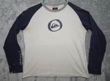 Vintage Quicksilver Surfing Raglan Long Sleeve XL T Shirt USA Made Distressed