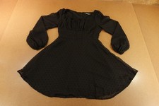 Shein Womens 4 Black Swiss Dot Square Neck Balloon Sleeve Fit And Flare Dress