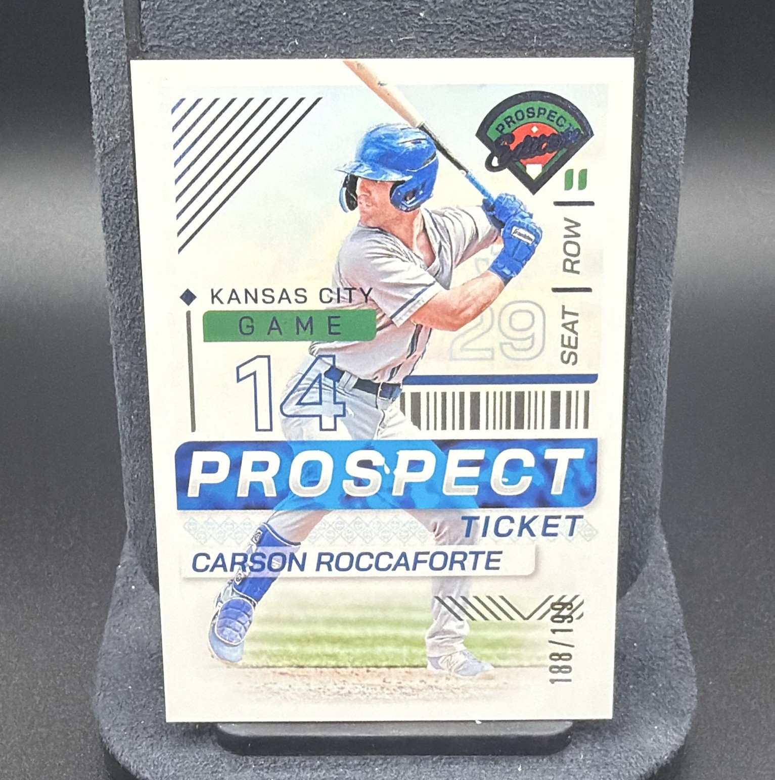 Panini 2024 Prospect Edition Carson Roccaforte Royals Prospect Ticket #182 /188
