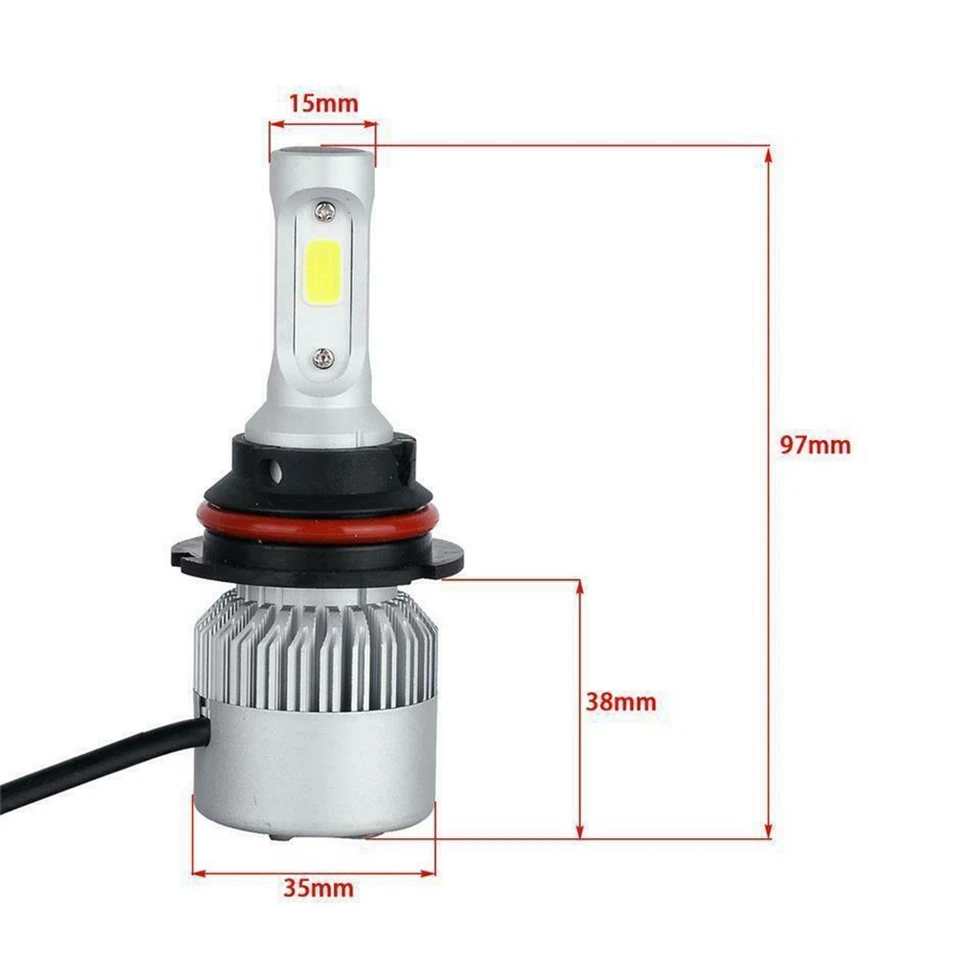 White Headlight Bulbs 3-Side 6000K Cool White 9004 High Beam LED Low Beam - Image 4 of 4
