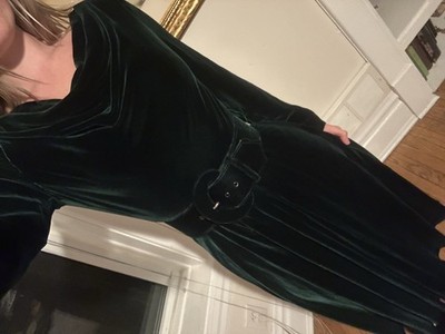 Women s Vintage Talbot Maggy London Emerald Green Velvet Long Dress Size 4