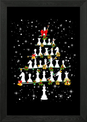 Chess Christmas Tree Framed Wall Art Poster Canvas Print Picture