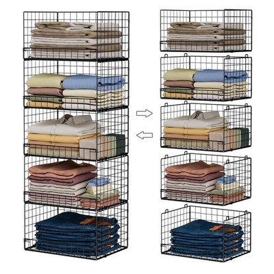 5-Tier Stackable Closet Organizers and Storage Shelves, Closet Shelf Organize...