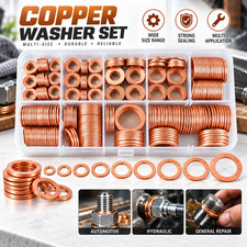Car Engine Crush Washers Assorted Solid Copper 200 PCS Set Box Seal Flat Ring UK
