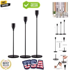 Matte Black Candle Holders Set of 3 for Taper Candles, Decorative Candlestick...