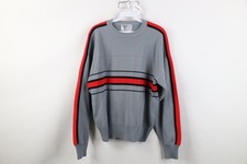 Vtg 90s Streetwear Mens Medium Heavy Wool Blend Knit Striped Crewneck Sweater