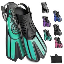 Diving fins Snorkeling Gear for Adults L/XL (Men 9-13 / Women 10-14), GREEN