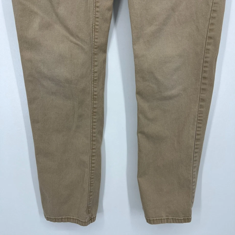 Pantalones chinos Penguin para hombre talla 30 caqui rectos ajustados cremallera frente plano Foto 3 de 4