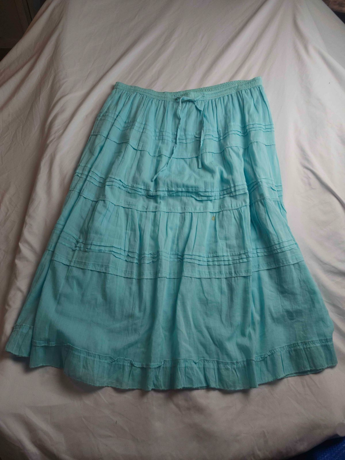 Jane Ashley Skirt Womens Size PS Green Cotton A-Line Midi Bohemian Drawstring
