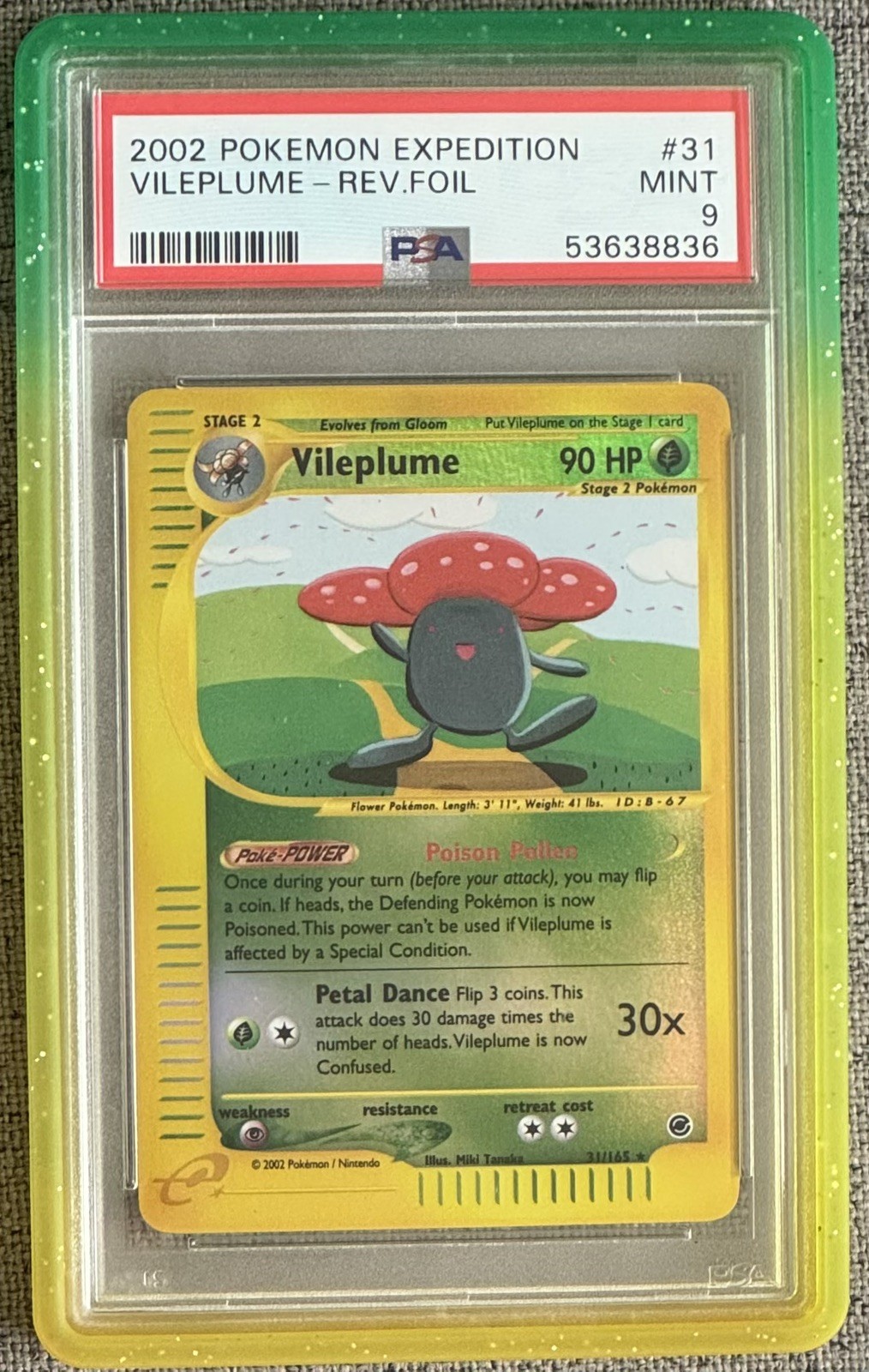 2002 POKEMON EXPEDITION #31 VILEPLUME-REVERSE FOIL PSA 9