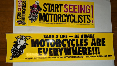 Save a life be aware motorcycles are everywhere start seeing stickers Indiana Mn