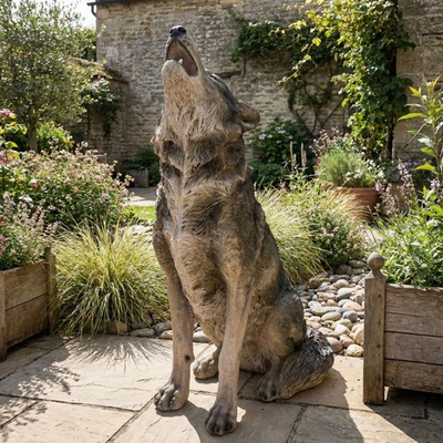 #ad #ad 29.72quot; H x 17.91quot; L Simulated Howling Wolf Garden Statue Resin Indoor $266.00