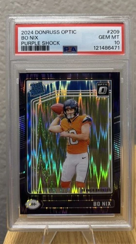 2024 PANINI DONRUSS OPTIC PURPLE SHOCK #209 BO NIX ROOKIE RC PSA 10