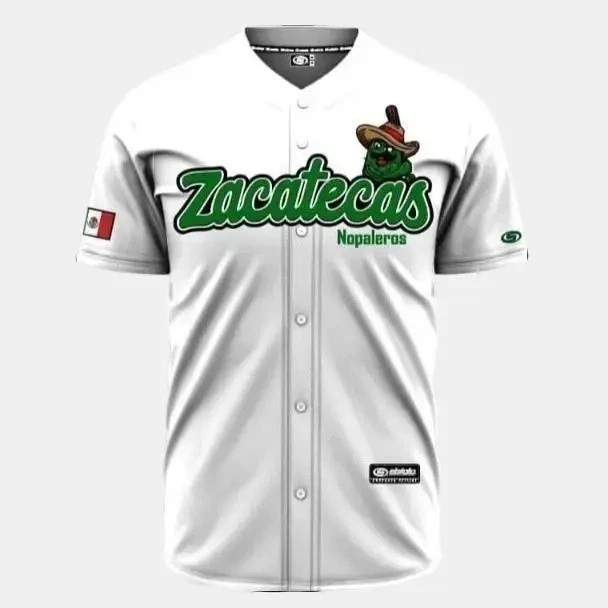Nopaleros Zacatecas Baseball Jersey – Mexico Hiphop All-Over Print (White)